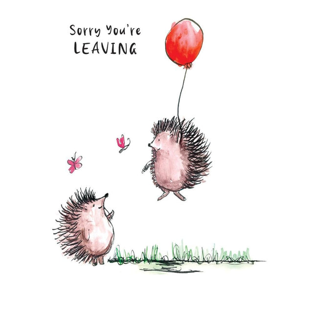 Woodmansterne Hedgehog Ballooon Farewell Card - Old Railway Line Garden Centre