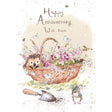 Woodmansterne Hedgehog in Flower Basket Anniversary Card - Old Railway Line Garden Centre