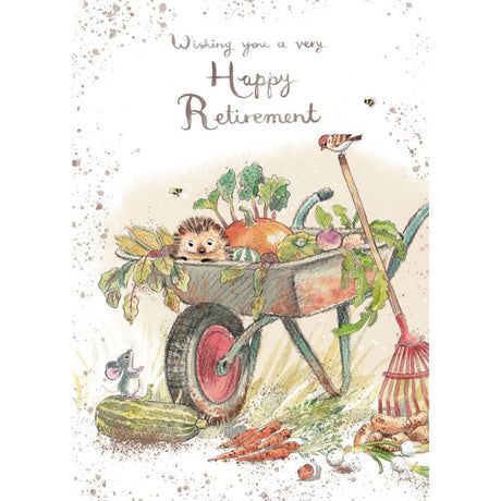 Woodmansterne Hedgehog in Wheelbarrow Retirement Card - Old Railway Line Garden Centre