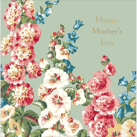 Woodmansterne Hollyhocks Mother's Day Card - Old Railway Line Garden Centre