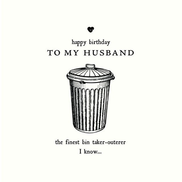 Woodmansterne Husband Best Bin Taker-Outerer Birthday Card - Old Railway Line Garden Centre
