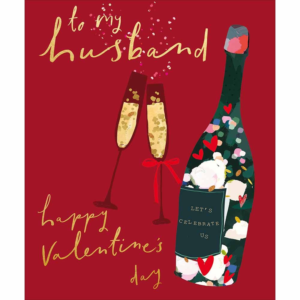 Woodmansterne Husband Champagne Bottle Valentine's Day Card