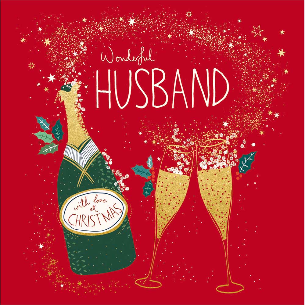 Woodmansterne Husband - Champagne Glasses Christmas Card