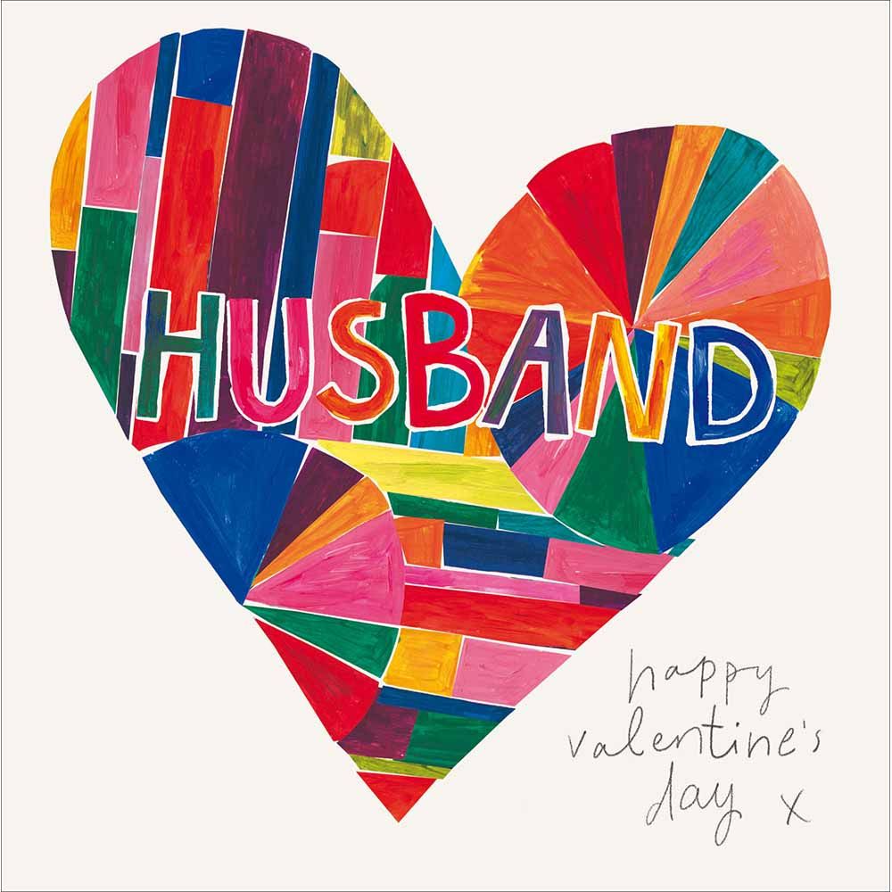Woodmansterne 'Husband' Multi-Coloured Heart Valentine's Day Card