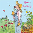 Woodmansterne Lady Gardening Birthday Card - Old Railway Line Garden Centre
