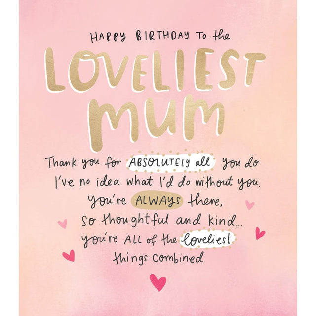 Woodmansterne Mum Loveliest Thank You Birthday Card - Old Railway Line Garden Centre