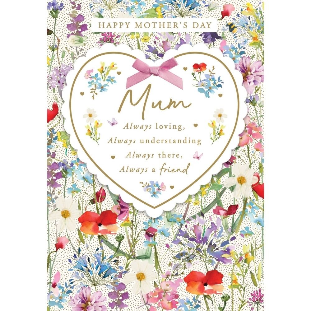 Woodmansterne Mum Wild Flower Heart Mother's Day Card - Old Railway Line Garden Centre