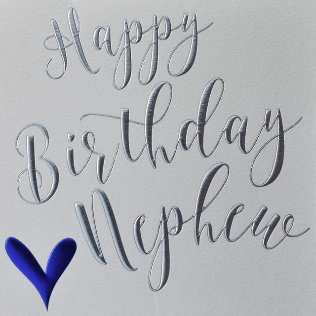 Woodmansterne Nephew Blue Heart Birthday Card - Old Railway Line Garden Centre