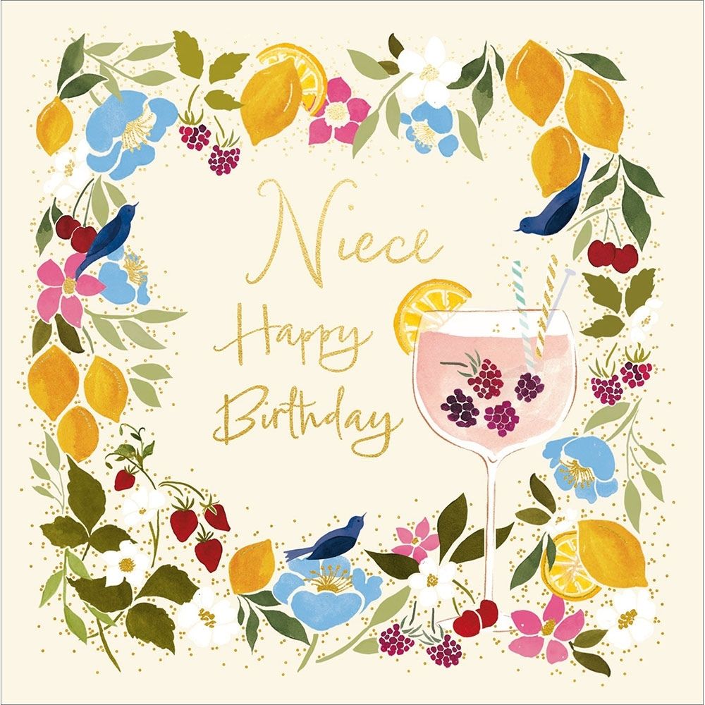 Woodmansterne Niece Happy Birthday G&T Cocktail Card - Old Railway Line Garden Centre