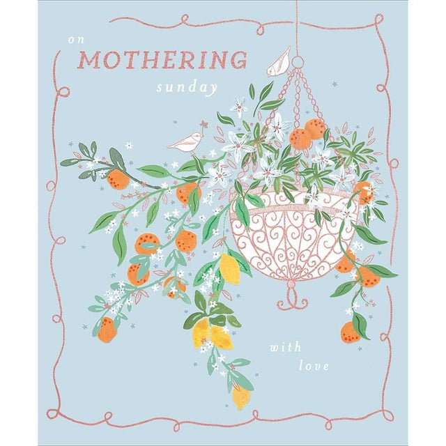 Woodmansterne Oranges & Flowers Pots Mother's Day Card - Old Railway Line Garden Centre