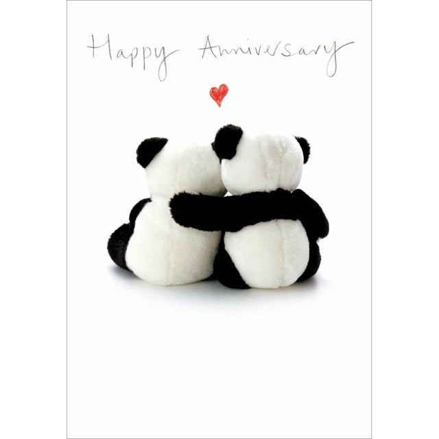 Woodmansterne Panda Cuddles Anniversary Card - Old Railway Line Garden Centre