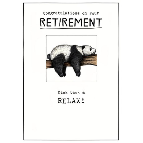 Woodmansterne Panda Sit Back & Relax Retirement Card - Old Railway Line Garden Centre