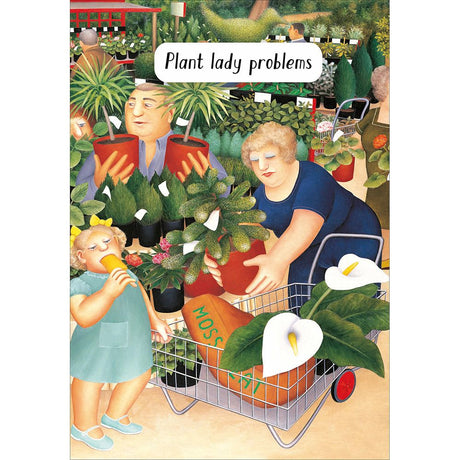 Woodmansterne Plant Lady Problems Funny Blank Card - Old Railway Line Garden Centre