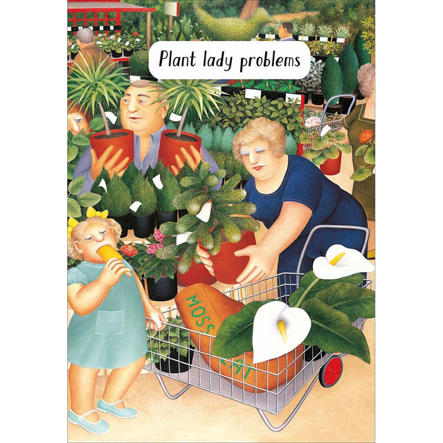Woodmansterne Plant Lady Problems Funny Blank Card - Old Railway Line Garden Centre