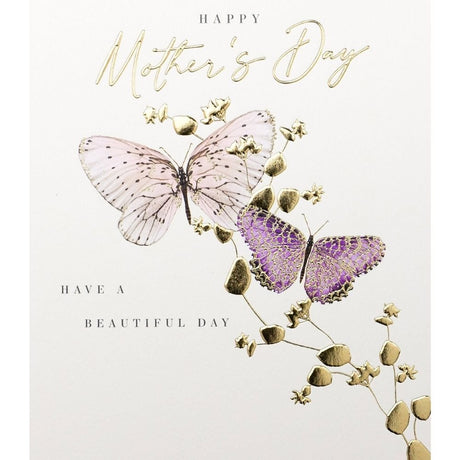 Woodmansterne Purple & Gold Butterflies Mother's Day Card - Old Railway Line Garden Centre