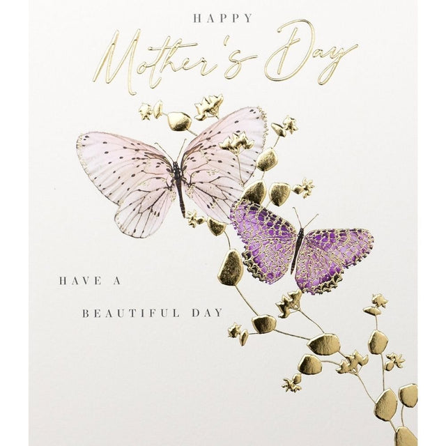 Woodmansterne Purple & Gold Butterflies Mother's Day Card - Old Railway Line Garden Centre