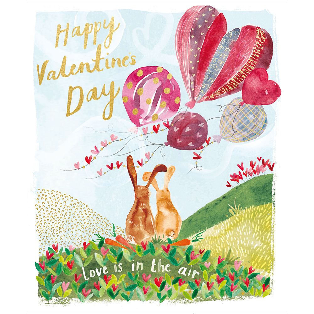 Woodmansterne Rabbits & Balloons Valentine's Day Card