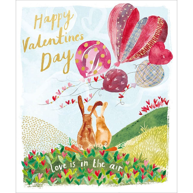 Woodmansterne Rabbits & Balloons Valentine's Day Card - Old Railway Line Garden Centre