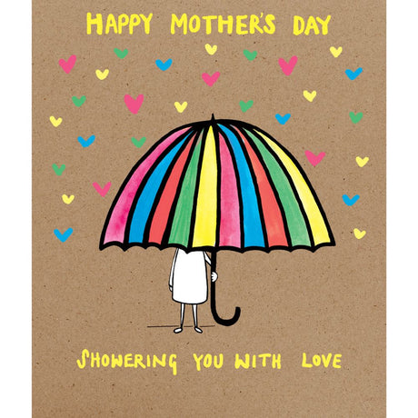 Woodmansterne Rainbow Umbrella Mother's Day Card - Old Railway Line Garden Centre
