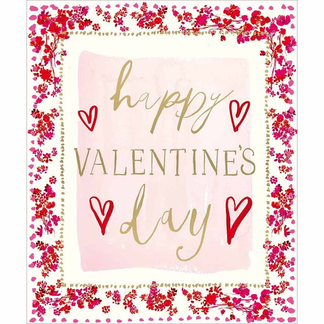 Woodmansterne Red Flower Border Valentine's Day Card - Old Railway Line Garden Centre