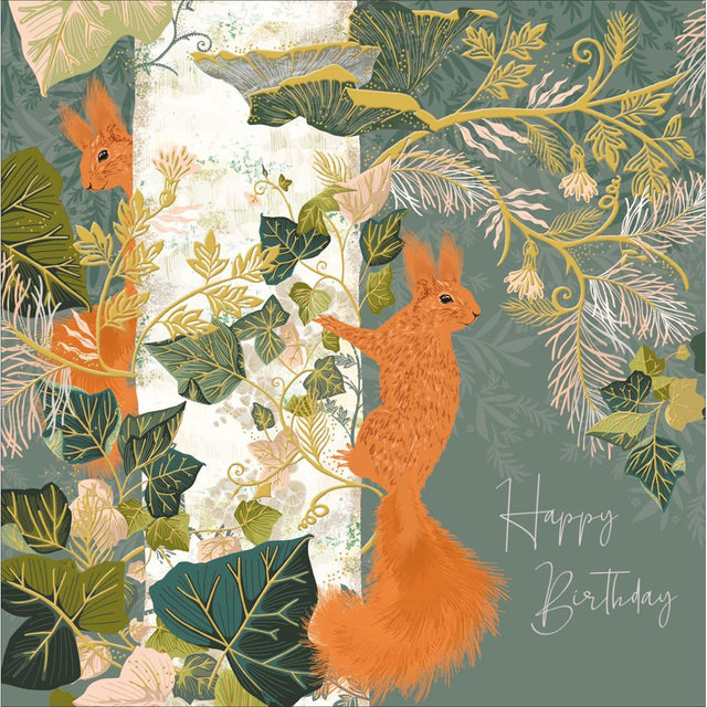 Woodmansterne Red Squirrel Birthday Card - Old Railway Line Garden Centre