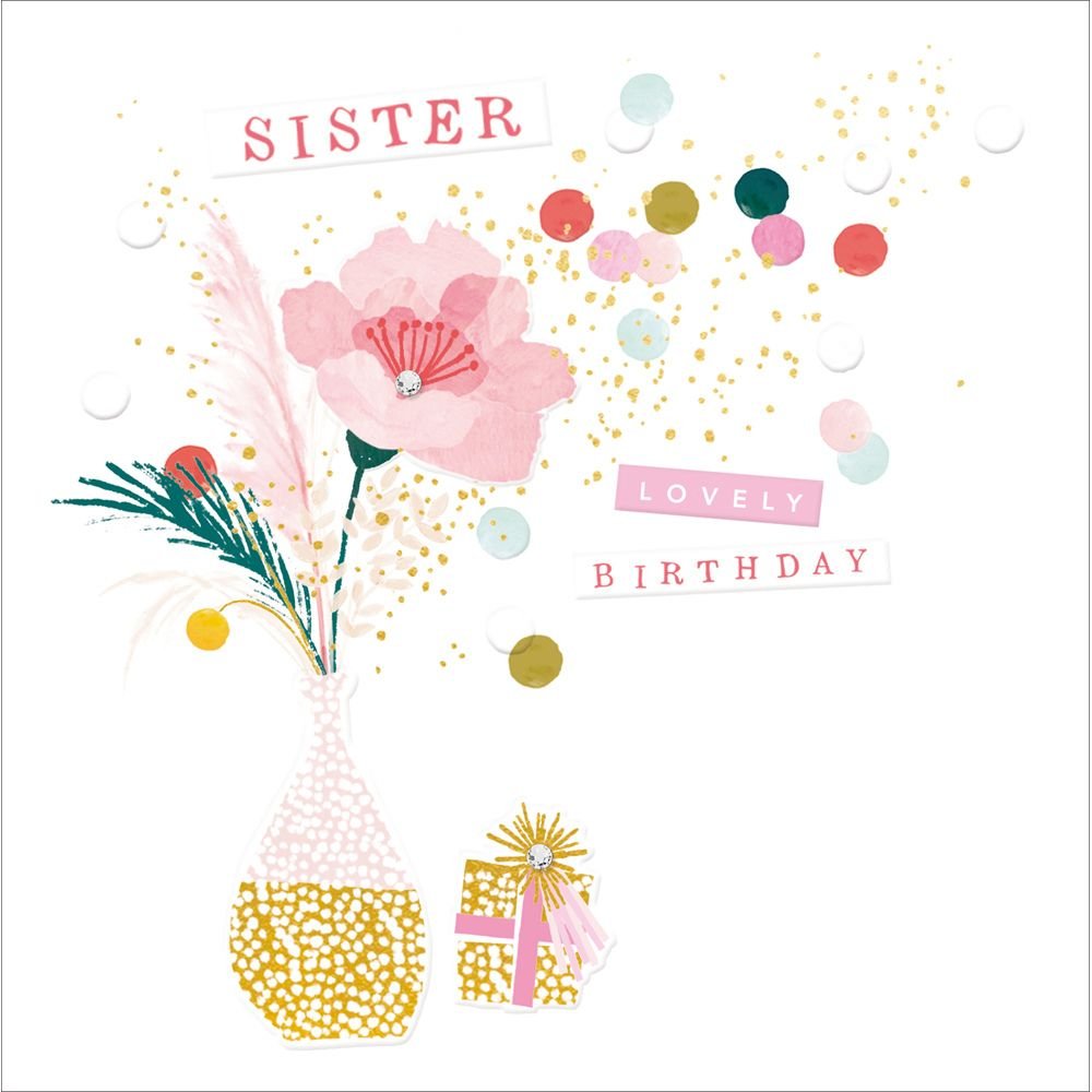 Woodmansterne Sister Flowers in Vase Birthday Card - Old Railway Line Garden Centre