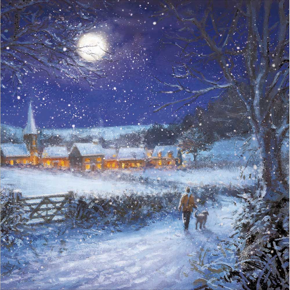 Woodmansterne Snowy Dog Walk Christmas Card