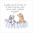 Woodmansterne Snuggle Dog Funny Blank Card - Old Railway Line Garden Centre