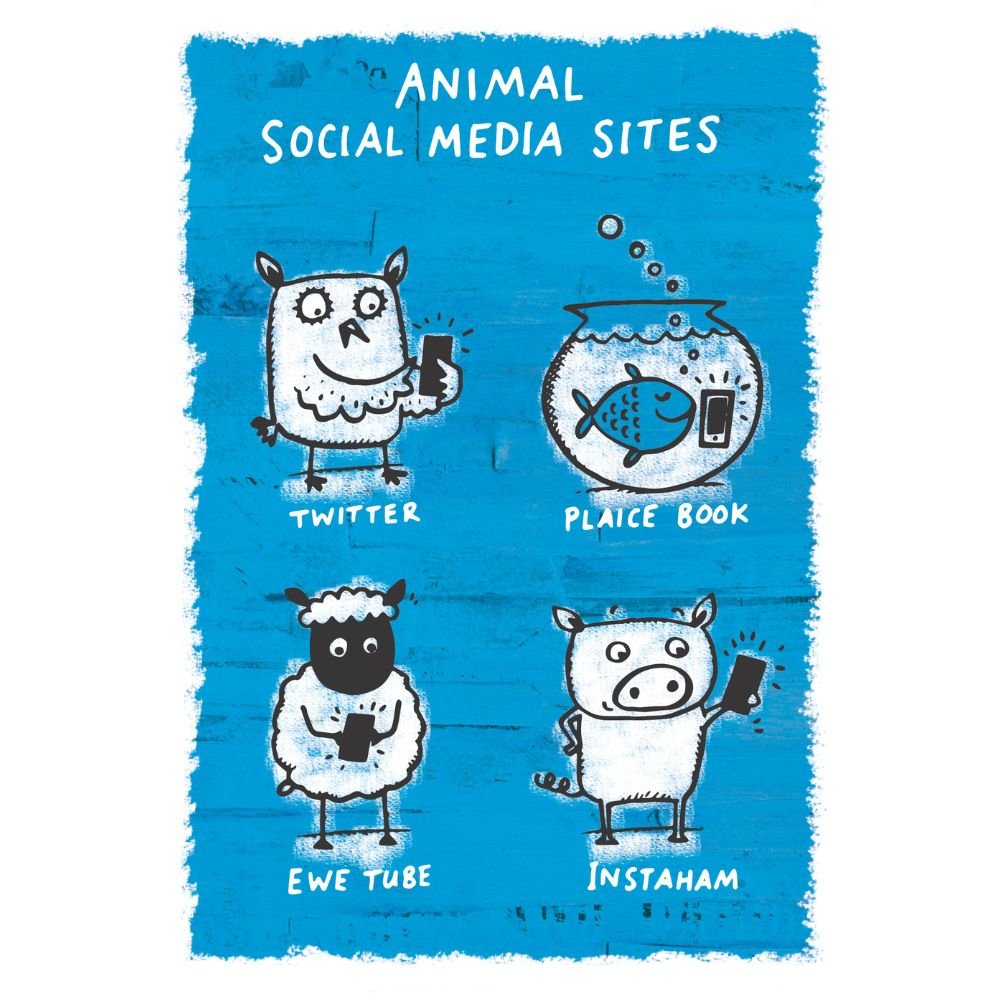 Woodmansterne Social Media Animals Blank Card - Old Railway Line Garden Centre