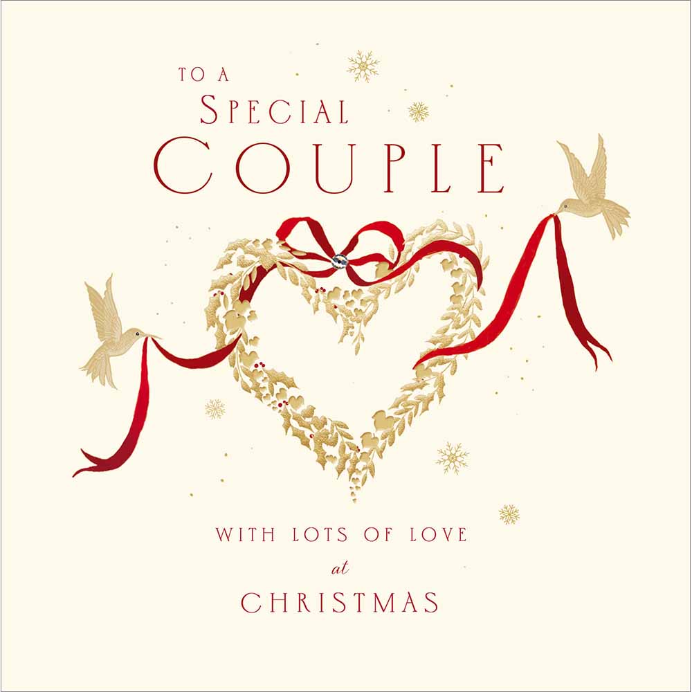 Woodmansterne Special Couple - Golden Wreath Heart Christmas Card