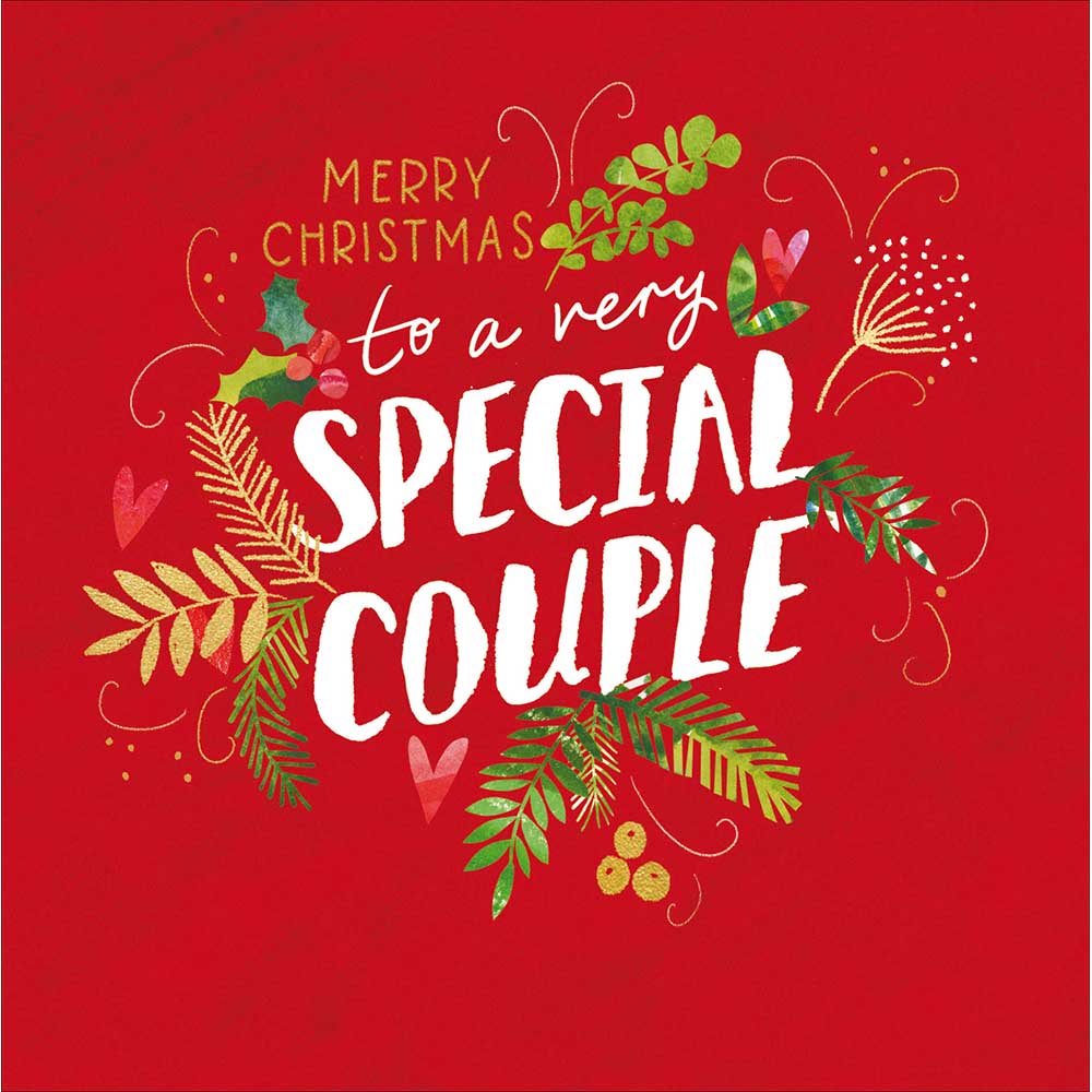Woodmansterne Special Couple - Text with Leaves Christmas Card