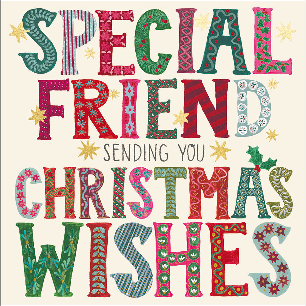 Woodmansterne Special Friend - Colourful Text Christmas Card