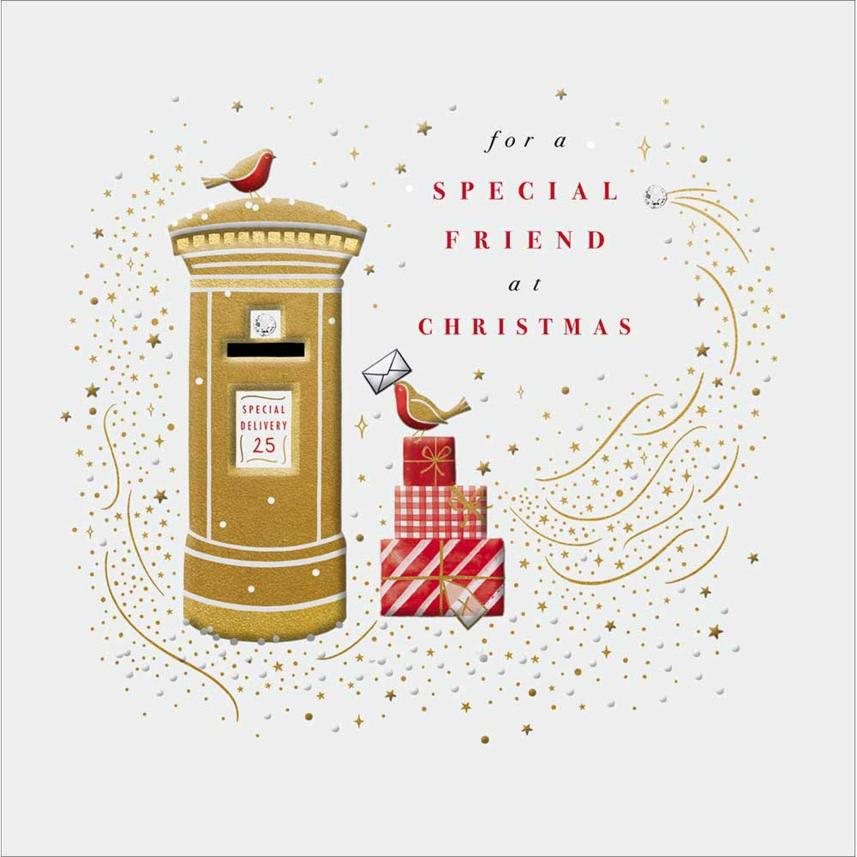 Woodmansterne Special Friend Robins By Post Box Christmas Card - 612220