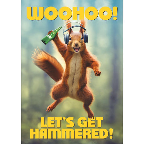 Woodmansterne Squirrel Let's Get Hammered Card - Old Railway Line Garden Centre