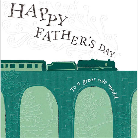 Woodmansterne Steam Train Father's Day Card - Old Railway Line Garden Centre