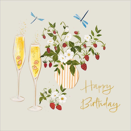 Woodmansterne Strawberries & Champagne Birthday Card - Old Railway Line Garden Centre