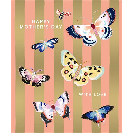 Woodmansterne Stripes & Butterflies Mother's Day Card - Old Railway Line Garden Centre