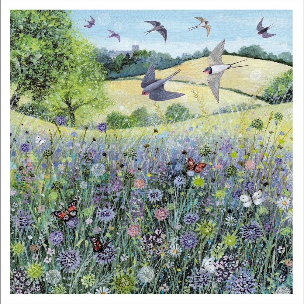 Woodmansterne Swallows & Butterflies Blank Card - Old Railway Line Garden Centre