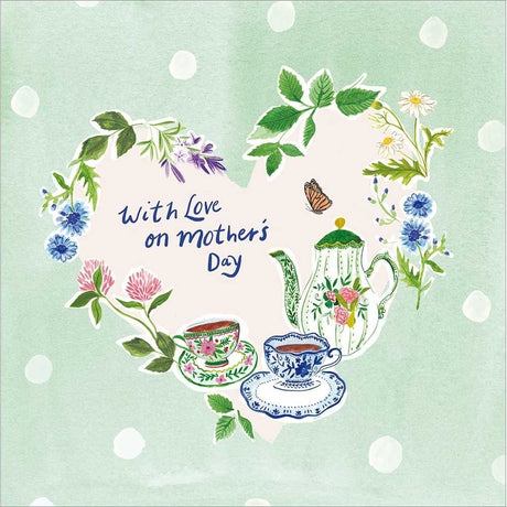 Woodmansterne Teapot Heart Floral Mother's Day Card - Old Railway Line Garden Centre