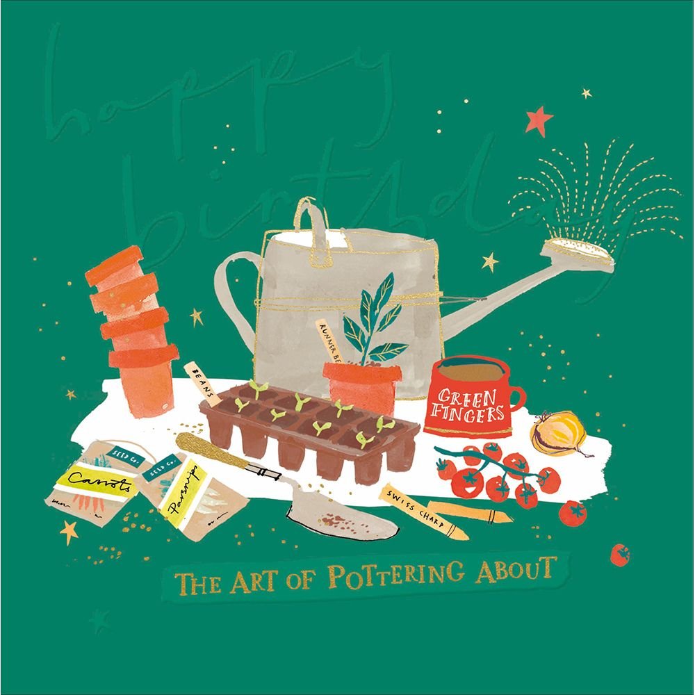 Woodmansterne The Art of Pottering About Funny Blank Card - Old Railway Line Garden Centre