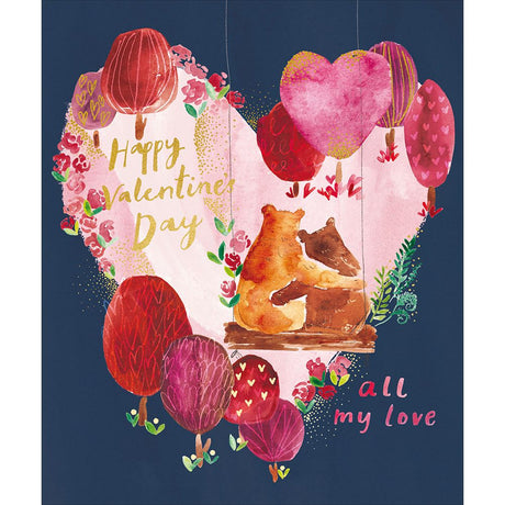 Woodmansterne Two Bears in a Heart Valentine's Day Card - Old Railway Line Garden Centre