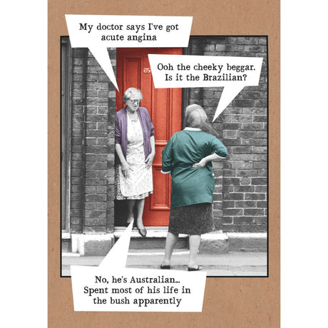 Woodmansterne Two Ladies on a Doorstep Funny Birthday Card - Old Railway Line Garden Centre