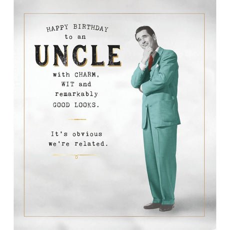 Woodmansterne Uncle Charm & Wit Birthday Card - Old Railway Line Garden Centre