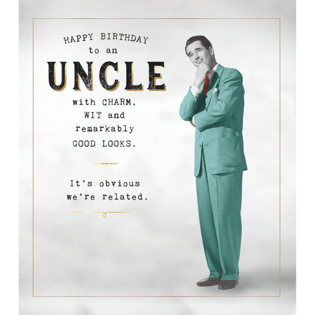 Woodmansterne Uncle Charm & Wit Birthday Card - Old Railway Line Garden Centre