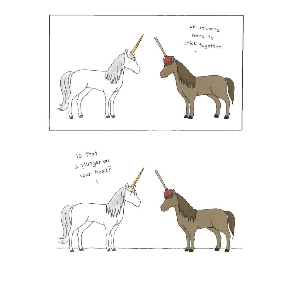 Woodmansterne Unicorn Funny Blank Card - Old Railway Line Garden Centre