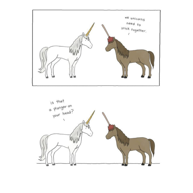Woodmansterne Unicorn Funny Blank Card - Old Railway Line Garden Centre