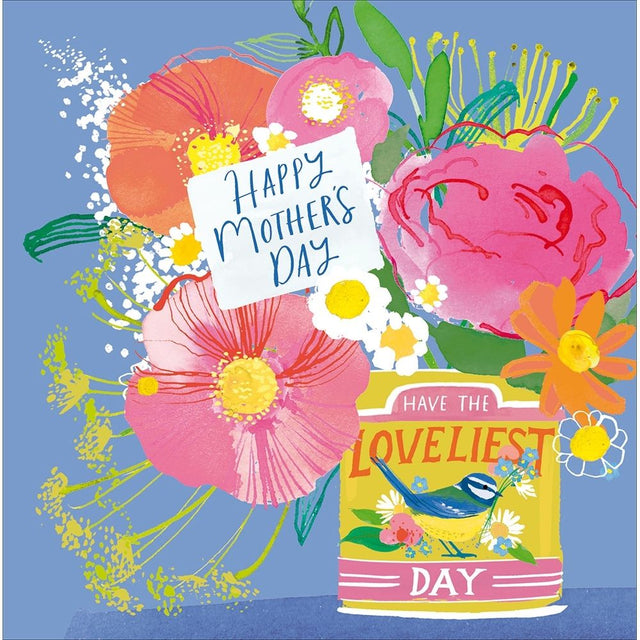 Woodmansterne Vintage Tin with Flowers Mother's Day Card - Old Railway Line Garden Centre