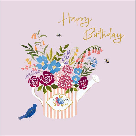 Woodmansterne Watering Can & Flowers Birthday Card - Old Railway Line Garden Centre