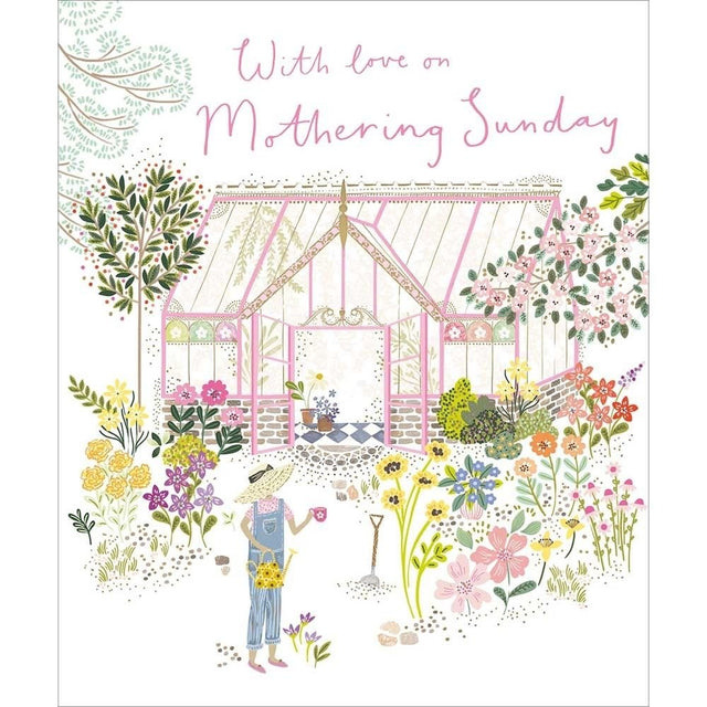 Woodmansterne Watering Plants Green House Mother's Day Card - Old Railway Line Garden Centre
