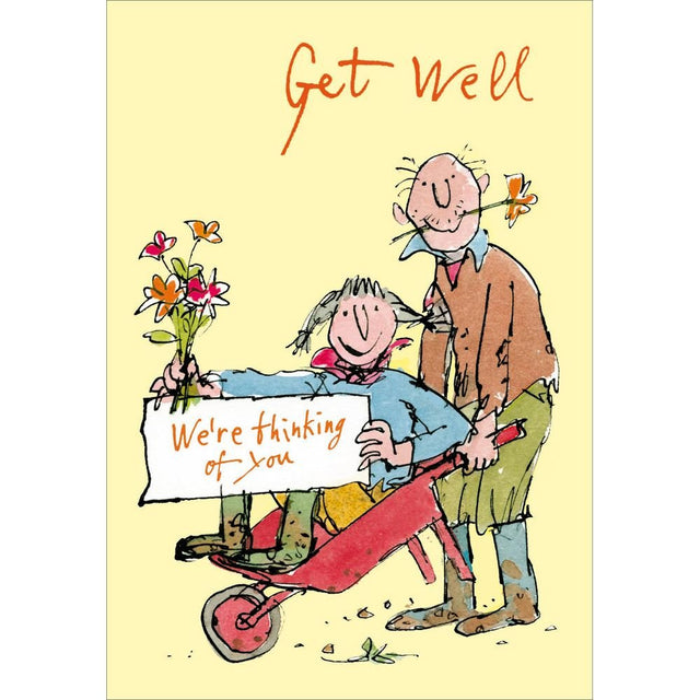 Woodmansterne Wheelbarrow Couple Thinking of You Get Well Card - Old Railway Line Garden Centre